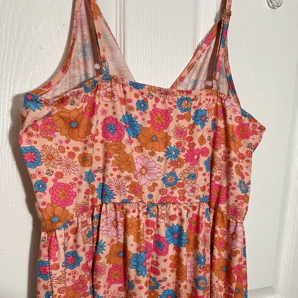Unbranded Floral Coral Spring Snap Front Spaghetti strap Ruffle Dress | Large - Picture 9 of 11